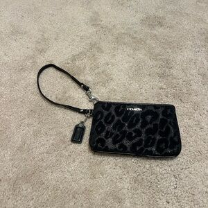Coach Black Cheetah Wristlet